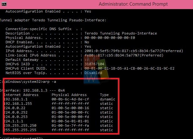 Windows command for mac address