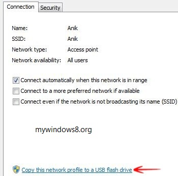 Copy network profile to Flash drive