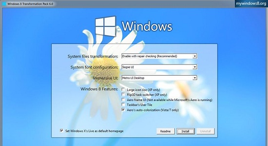 Windows 8 transformation pack