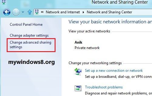 Change Advanced sharing settings