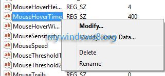 Modify MouseHoverTime