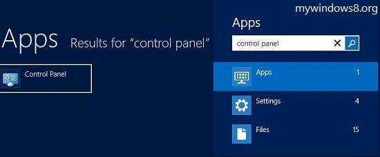 Open Control Panel in Windows 8