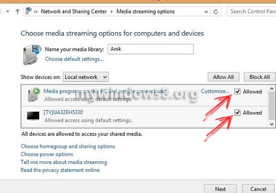 Allow devices to access PC