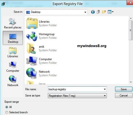 backup registry