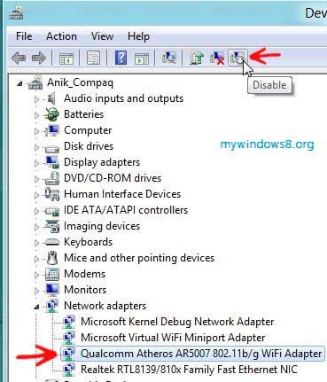 network adapter disable icon