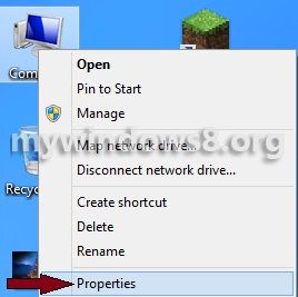 Go to properties of MyComputer