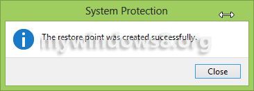 restore point success messege