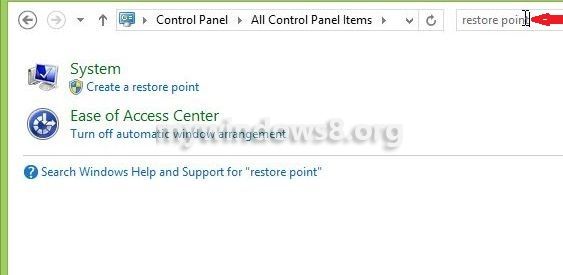 search restore point