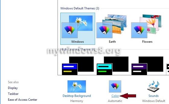 change color scheme windows 8