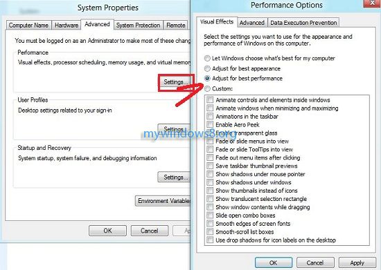 Windows 8 visual settings