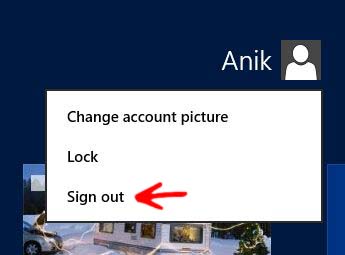 Log off in Windows 8