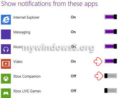 Notification Settings for Windows 8 apps