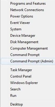 open command prompt using Quick Access Menu