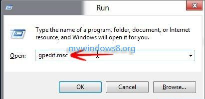 Type gpedit.msc in Run dialog box