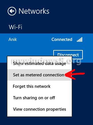 Set as Metered Connection