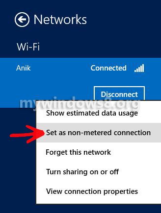 Set Non Metered Connection