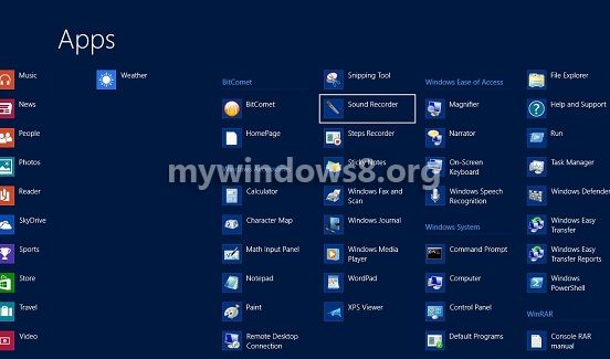 Windows 8 all apps page