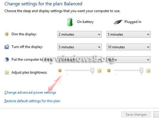 change advanced power settings