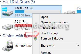 Disk clean up added to drive right click menu