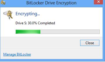 Bit locker encryption running