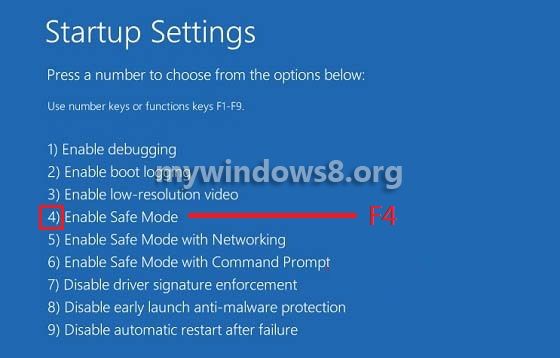 f4 to enable safe mode