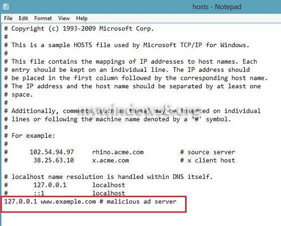 Modified Hosts file