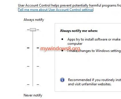 move UAC slider