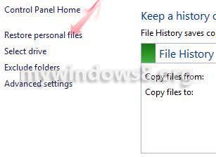 Click restore personal files