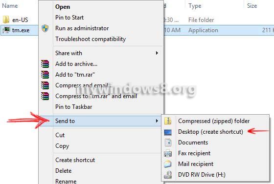 create a task manager shortcut