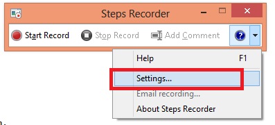 Steps Recorder Settings