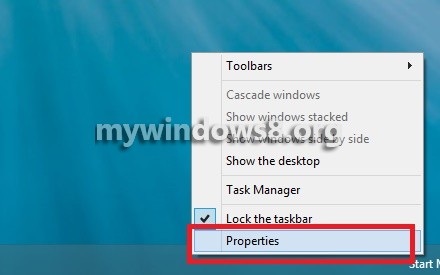 Taskbar Properties