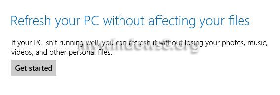 get started refresh Windows 8 PC