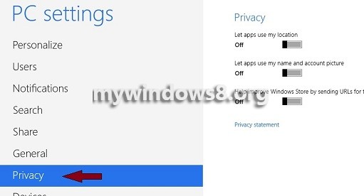 Click Privacy Settings