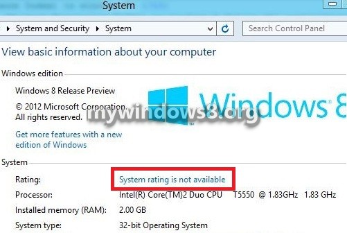 system rating is not available