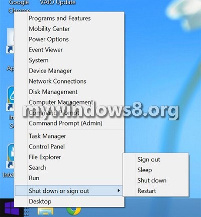 Windows 8.1 shut down option