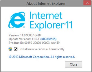 IE version 11.0.1