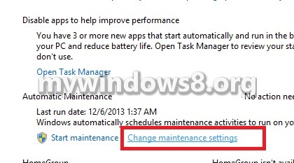 Change Maintenance Settings