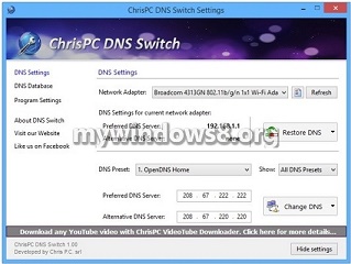 ChrisPC main settings