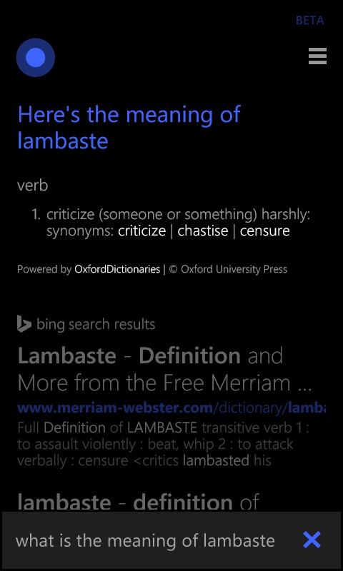 Cortana dictionary can replace your Oxford Dictionary 