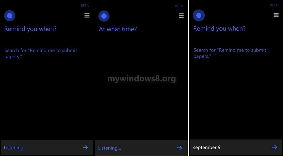 Set reminder with Cortana