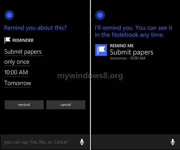 Use Cortana to set reminders