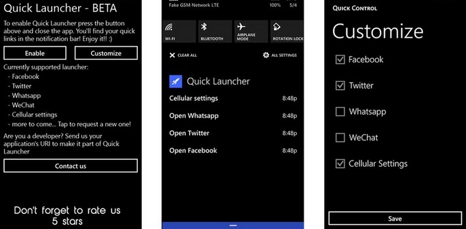 Windows Quick Launcher: a gateway to access cellular settings of your Windows Phone 8.1