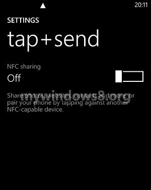 Turn off tap+send in Lumia