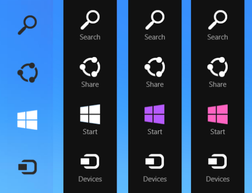 Windows Threshold Windows 9 Charms bar is modified