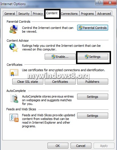 Content Advisor Settings