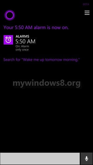 Cortana - set alarm