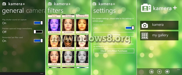 Kamera Plus, a Windows Phone application for camera with variety of filters and effects