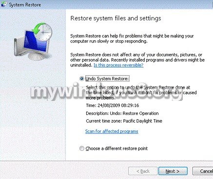 Undo System Restore