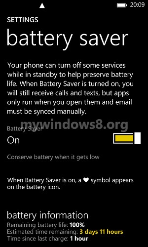 Use battery saver in Windows Phone 8