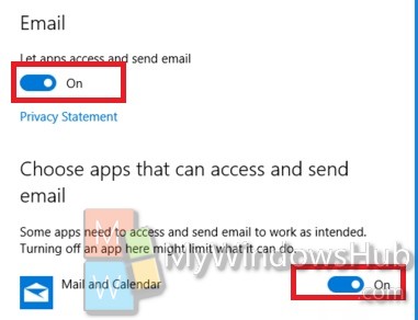 How to Turn On or Off Let Apps Access and Send Email in Windows 10